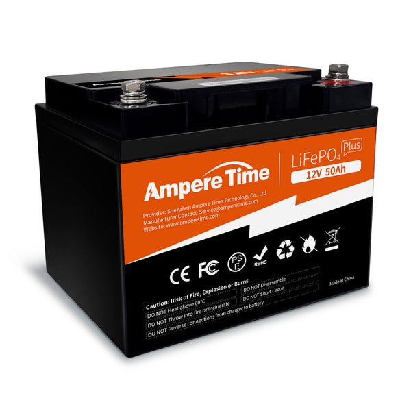 Ampere Time - Batería LiFePO4 de 12 V 400 Ah, batería de litio de 5.12 kWh  BMS integrada de 250 A, batería de ciclos profundos 4000-15000, perfecta