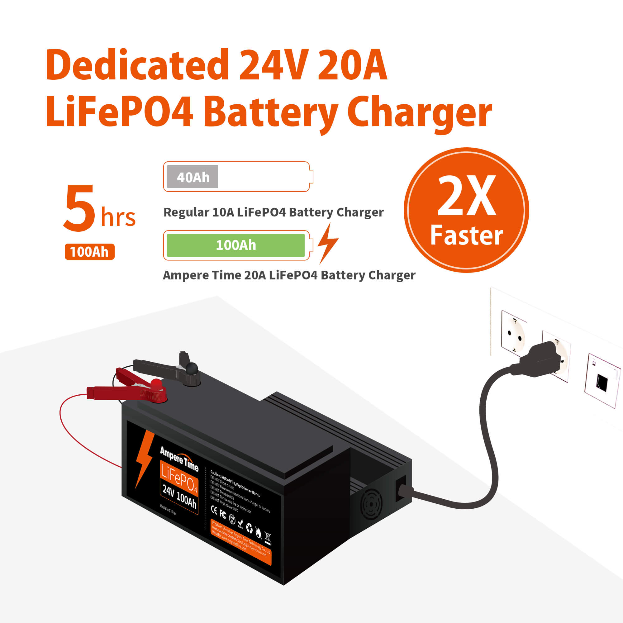 Ampere Time 29.2V 20A Dedicated LiFePO4 Battery Charger – Amperetime-US