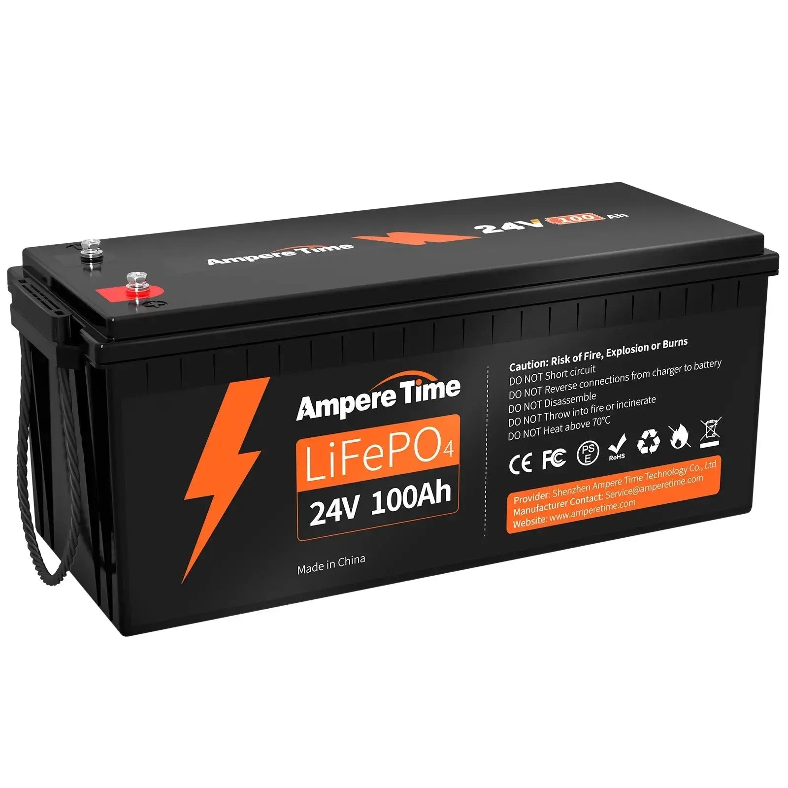 24V 100Ah LiFePO4 Deep Cycle Rechargeable Battery, 2500-7000 Life Cycles &  10-Year lifetime, Built-in BMS